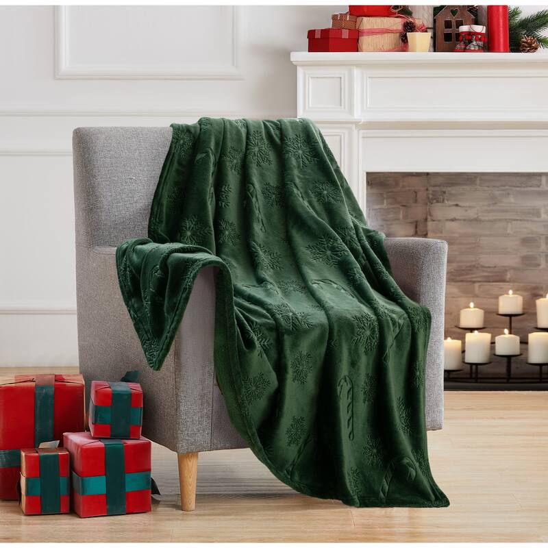 Snow Candy Cane Emb Throw 50x70 Green - Green