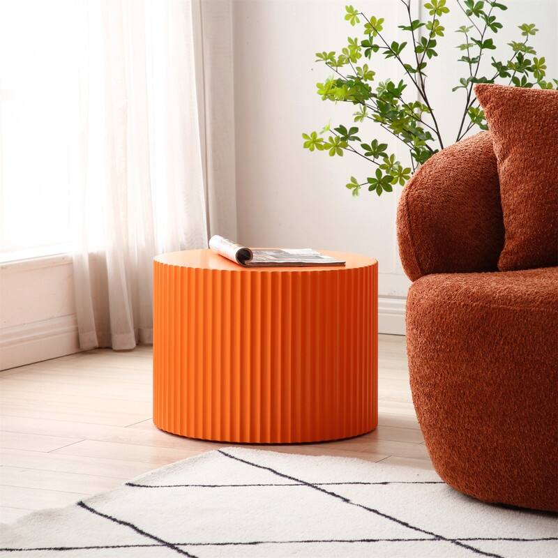 Modern Handcraft Round Coffee Table Nesting Table, Set of 2 - Orange