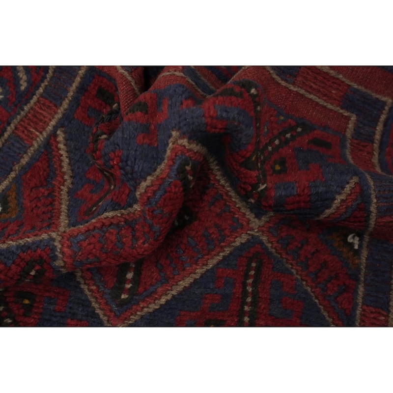 Hand Knotted Oriental 100% Wool Carpet Traditional Tribal Red Balouch Runner Rug - 7' 8'' X 2' 1''