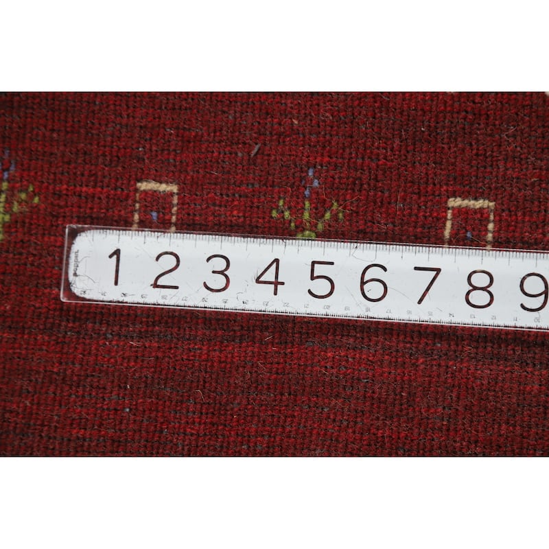 Hand Knotted Oriental 100% Wool Carpet Tribal Animal Pictorial Red Gabbeh Area Rug - 7' 6'' X 5' 0''