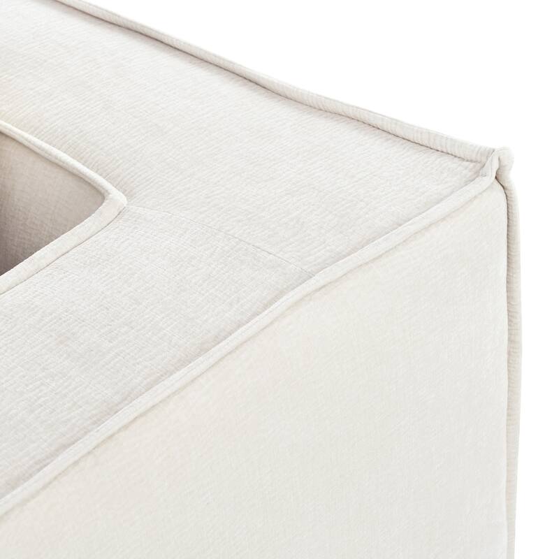 Modern Style Sectional Sofa, Modular L-Shape, Chenille, Beige, 109x66x28 inches
