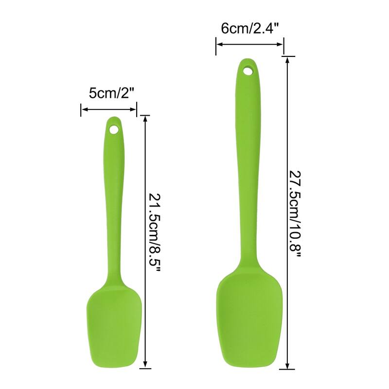 2pcs Silicone Spatula Set Heat Resistant Scraper for Cooking Baking - Green