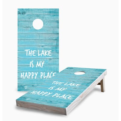 Lake Is My Happy Place Corn Hole Board Set with Hole Lights