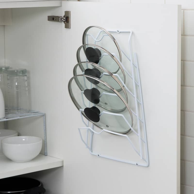 Organize It All 6 Section Cabinet Door Lid Rack in White - 10.62 x 4.00 x 16.62"