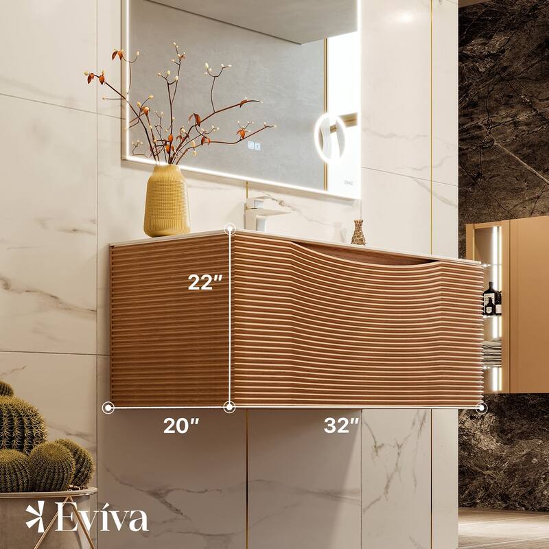 Leah 39 in. Medium Oak Bath Vanity with Solid Surface Top & Integrated Sink