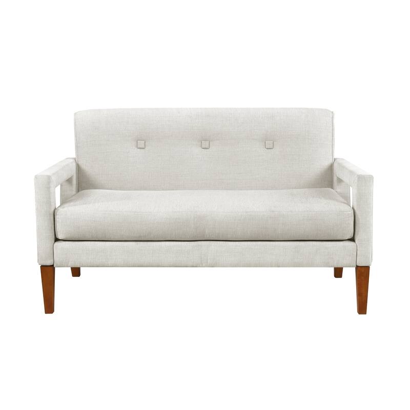Modern Living Room Furniture Loveseat Gray Chenille Upholstery Pocket Coils Solid Wood Legs Furniture 1Pc - Beige