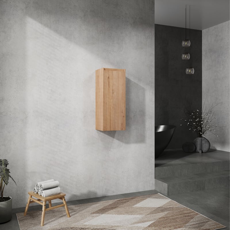 GDFStudio - Blair 12" Floating Bathroom Side Cabinet with Soft Close Doors, Modern Wall-Mounted Storage