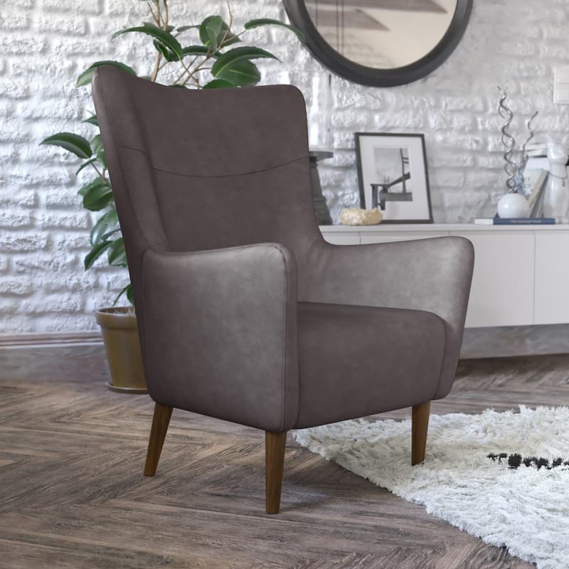 Commercial Upholstered Wingback Accent Chair with Wooden Frame and Legs - 33.25"D x 29.75"W x 41.25"H
