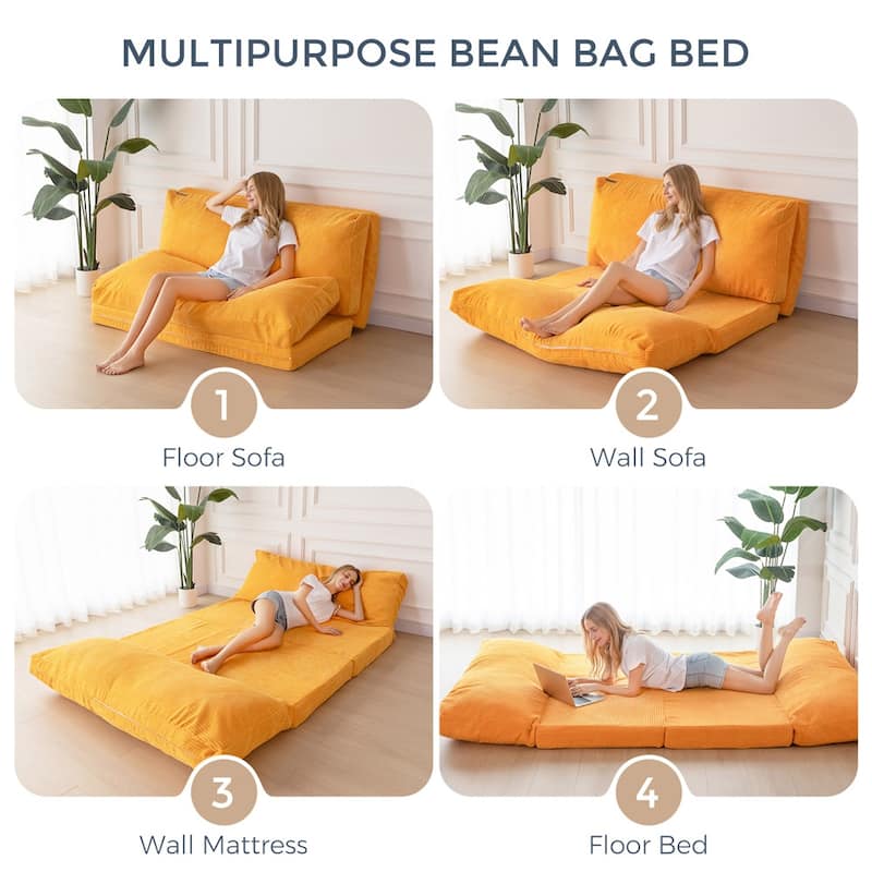 Corduroy Bean Bag Folding Sofa Bed