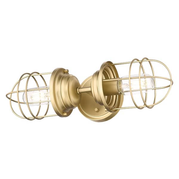 slide 2 of 9, Golden Lighting Seaport 2 Light 17" Tall Bathroom Sconce Brushed Champagne Bronze