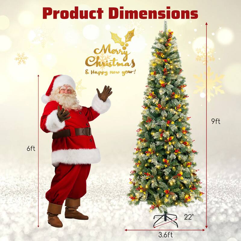 Gymax 5/7.5/9 FT Artificial Xmas Tree w/ 1416 Branch Tips 560 Warm