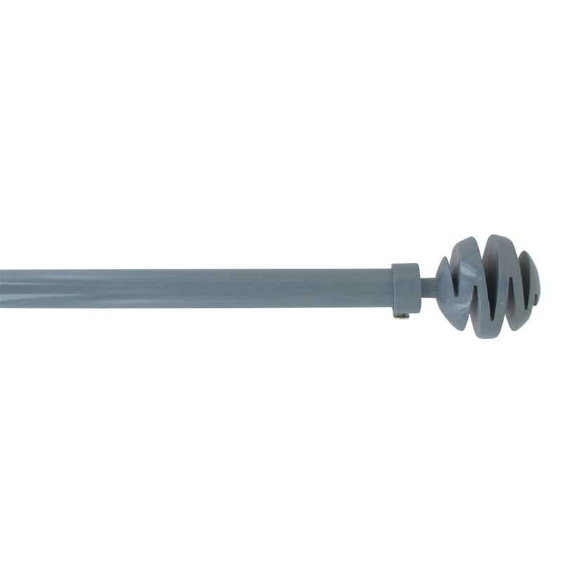 Adjustable Single Curtain Rod 50"-82" with Spiral Finials and Brackets, Available in Taupe, Gray, or Black