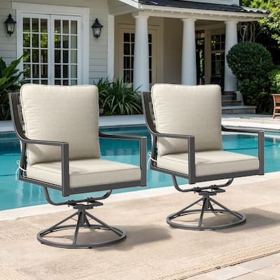 Gymojoy Outdoor Swivel Patio Dining Chairs Set of 2, All Weather Patio Chair with Padded Textilene