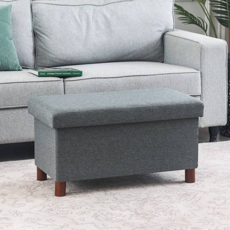Adeco 30 Inches Storage Ottoman Bench for Living Room