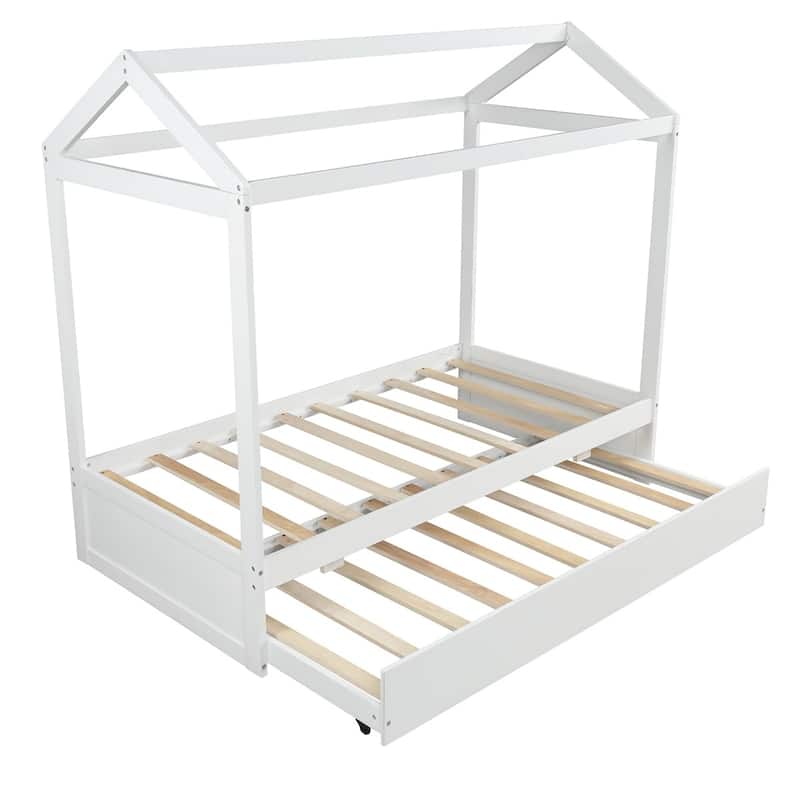 Merax Kids House Bed with Trundle
