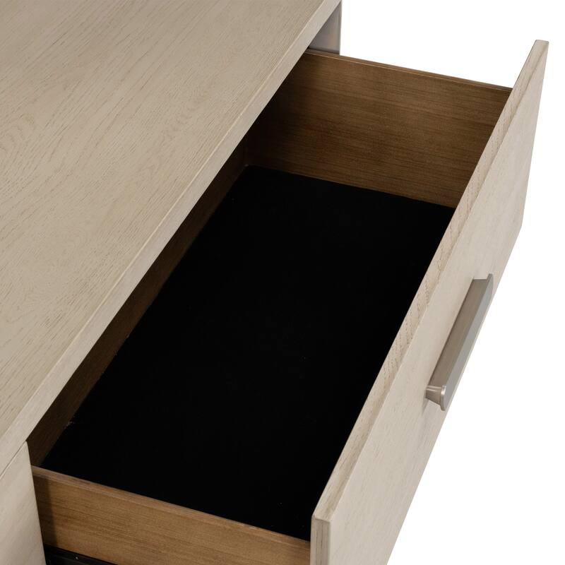 Furniture of America Weegin Modern 3-Piece White Oak Wood Panel Bed and 2-Nightstand Bedroom Set