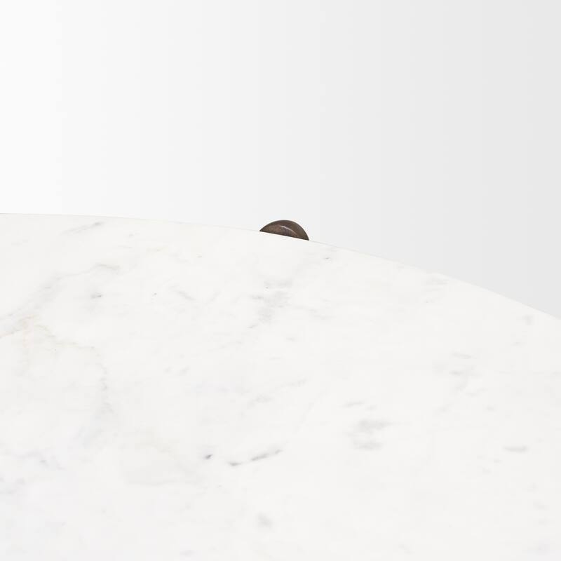 Rumer Dark Brown Wood w/ White Marble Coffee Table - 36.0L x 36.0W x 16.0H
