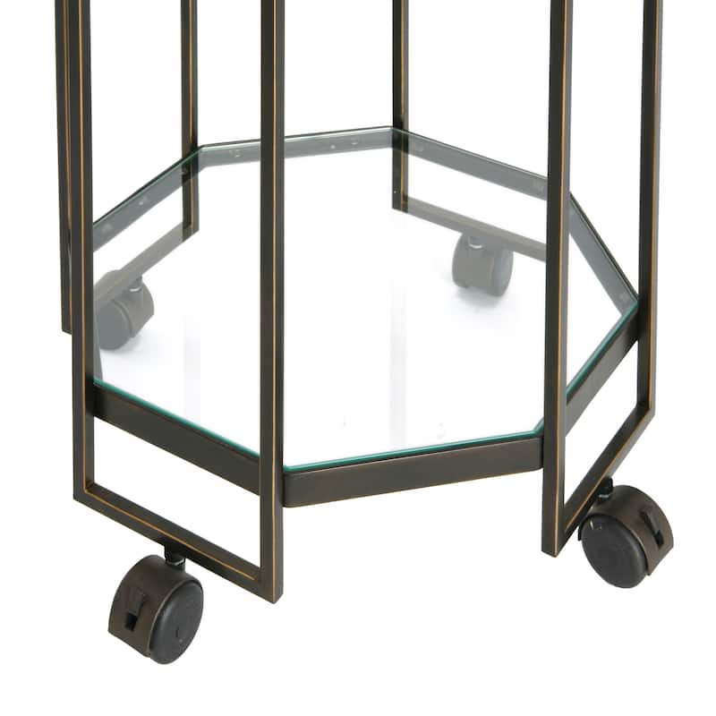 Octagon 2-Tier Metal Bar Cart
