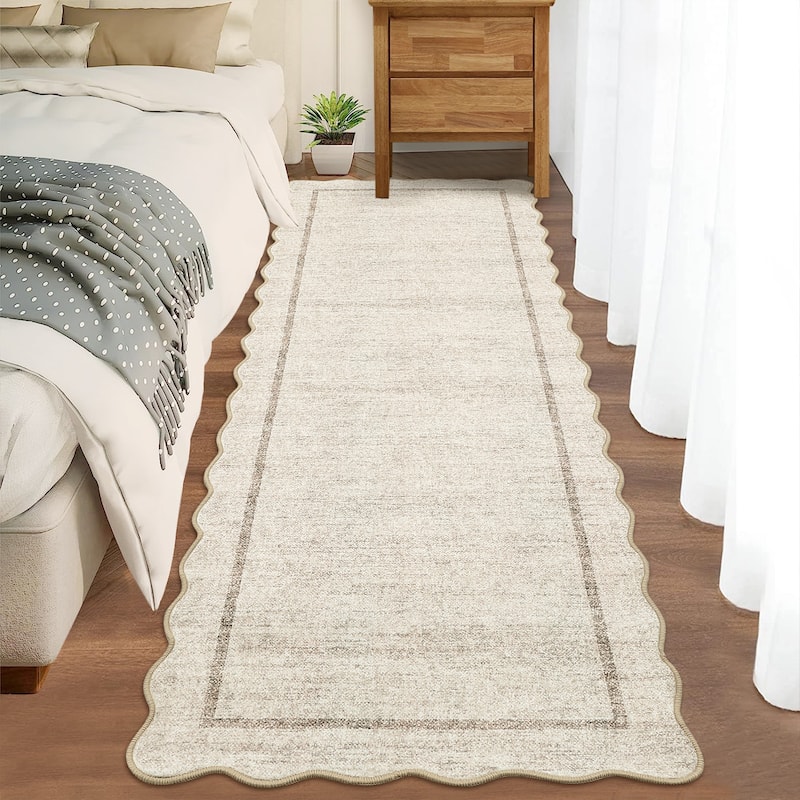 Garvee Scallop Solid Washable Area Rug