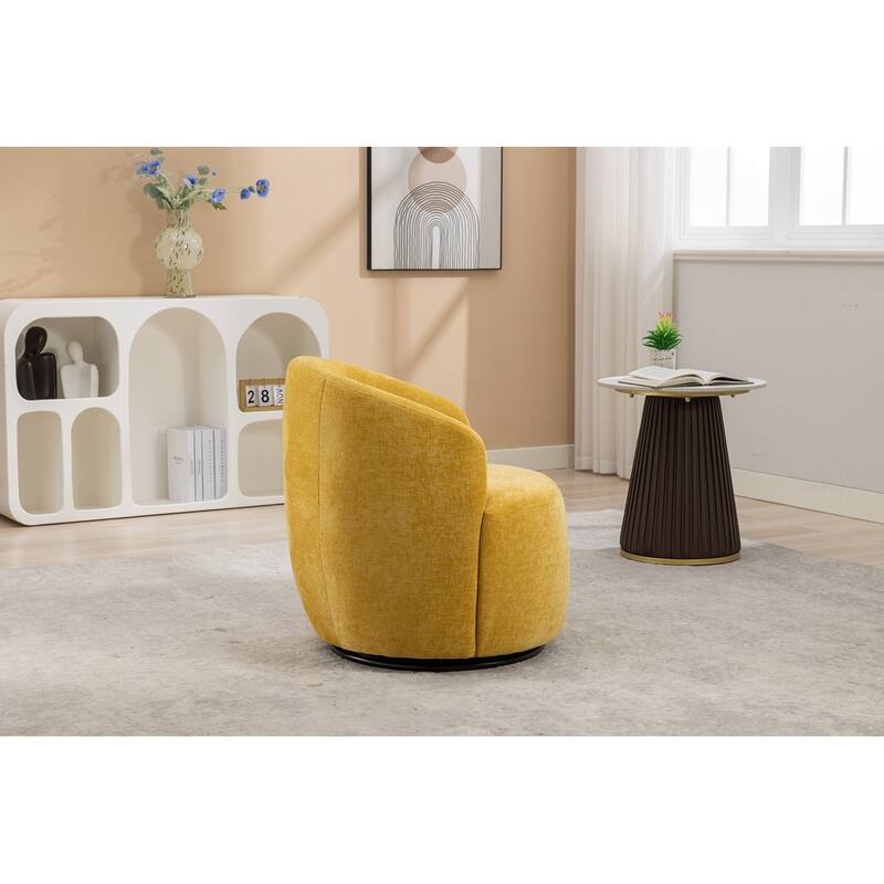 Chenille Fabric Swivel Accent Armchair Barrel Chair