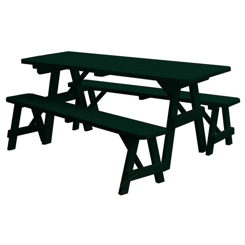 Pine 4' Traditional Picnic Table with 2 Benches - Dark Green