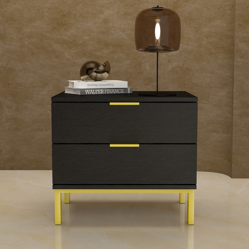 Timechee 17.9'' Tall 2 - Drawer Nightstand Metal Legs(1 Piece)