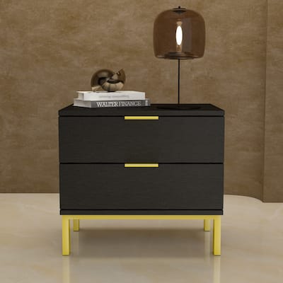 Timechee 17.9'' Tall 2 - Drawer Nightstand Metal Legs(1 Piece)