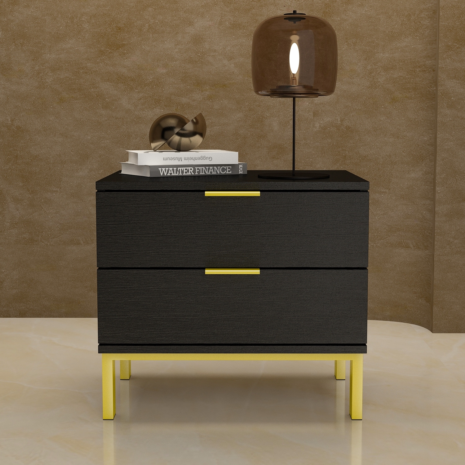 Timechee 17.9'' Tall 2 - Drawer Nightstand Metal Legs(1 Piece)