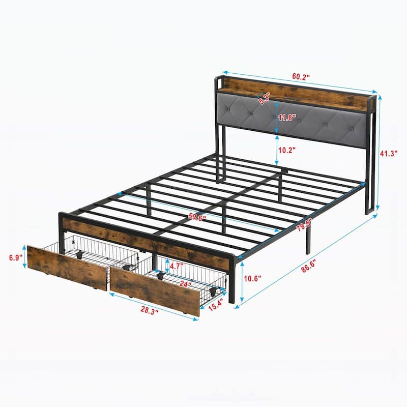 Versatile Bed with LED Lights and Headboard for Superior Sleep Experience