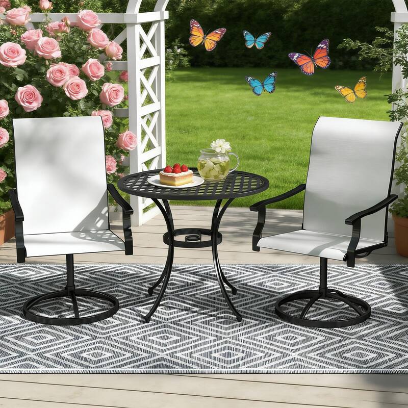 GDFStudio - Nathan Outdoor Dining Swivel Chairs Crafted for Elevated Comfort and Easy Movement