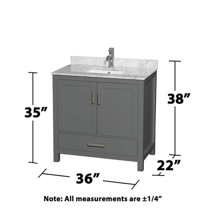Wyndham Collection Sheffield 36" Freestanding Vanity Set with Hardwood