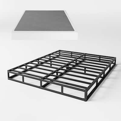 9 Inch High Profile Strong Metal Frame Mattress Foundation With Grey Cover