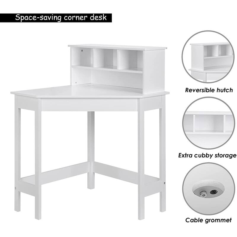 UTEX Kids Desk,Wooden Study Desk with Chair for Children,Writing Desk with Storage and Hutch for Home School Use,White