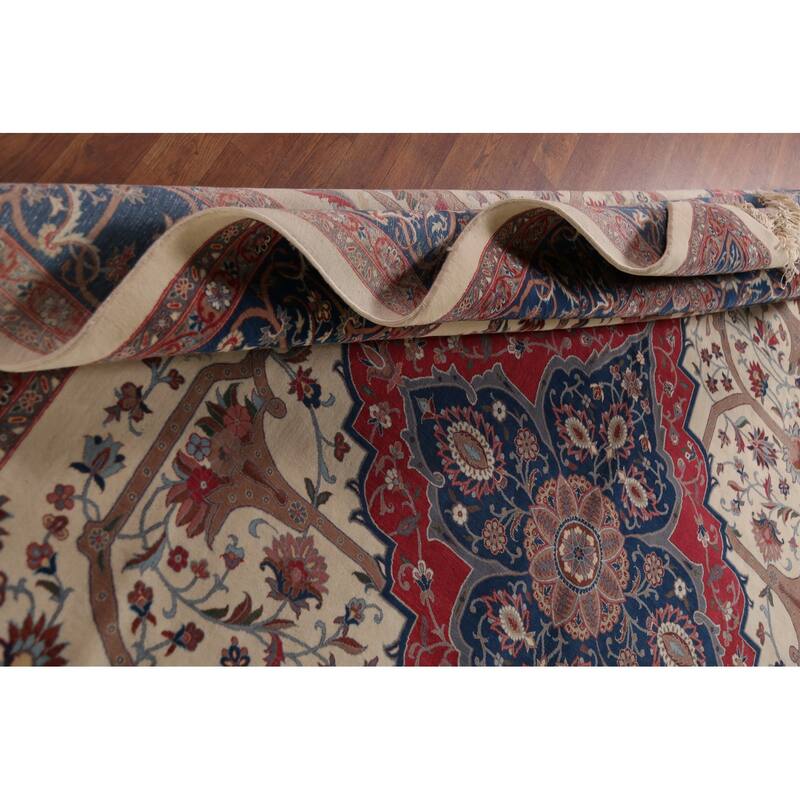 Vegetable Dye Aubusson Chinese Area Rug Beige Hand-Knotted Wool Carpet - 9'1"x 12'3"