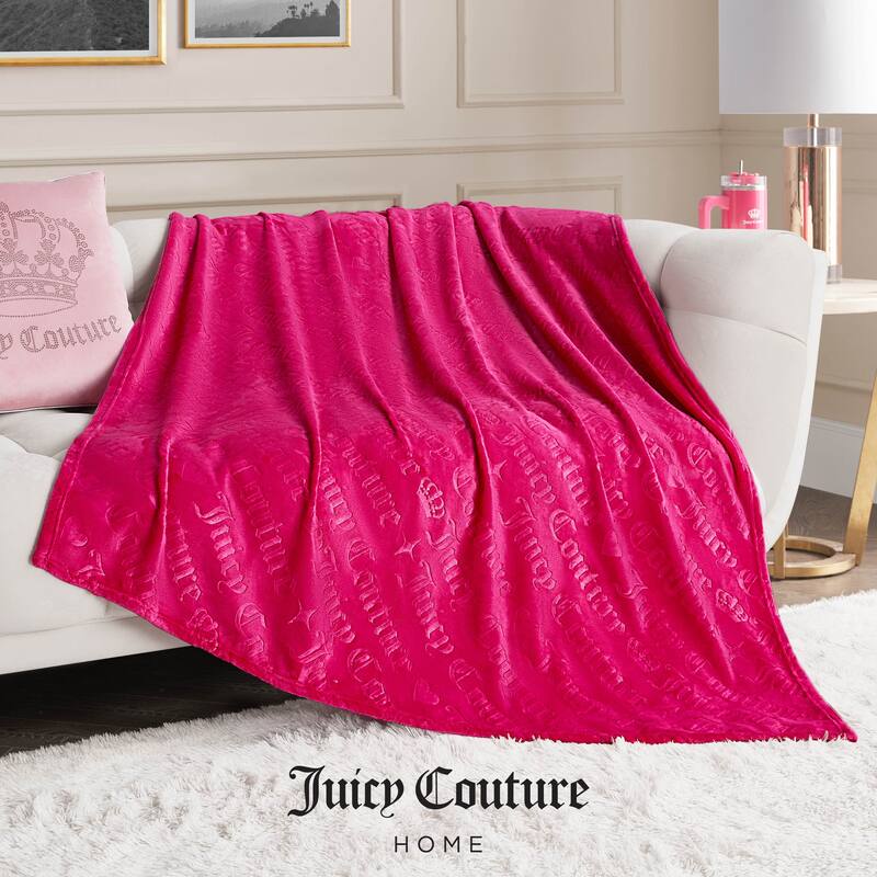 Juicy Couture Embossed Plush Throw Blanket