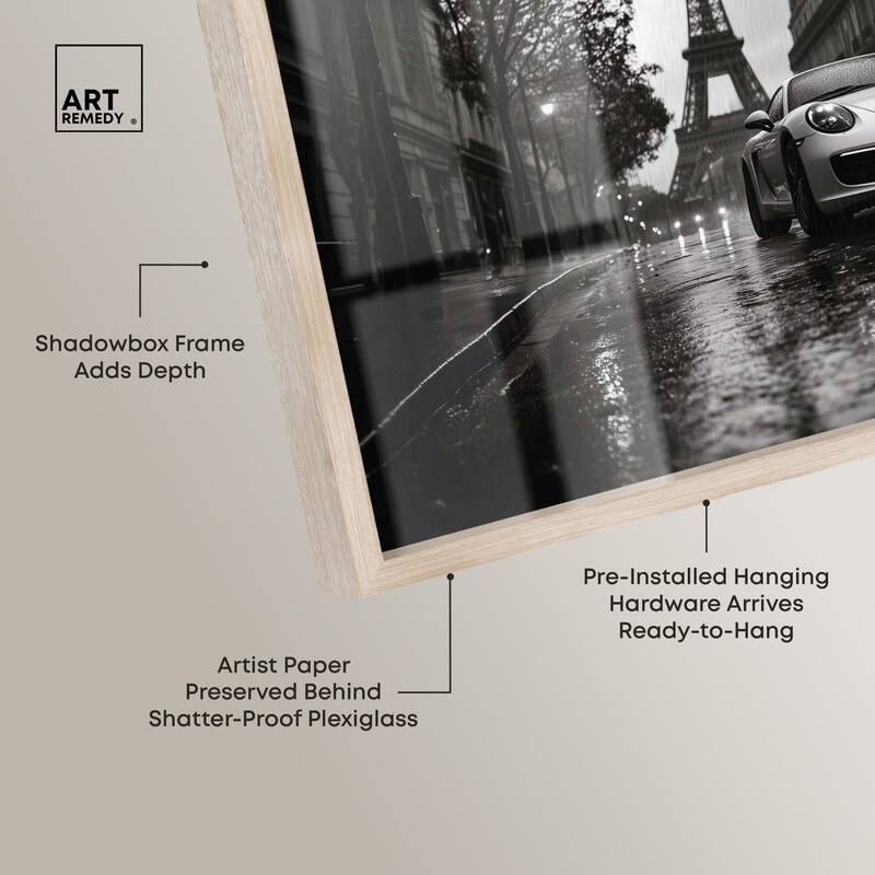 Driving in the Rain Paris Shadowbox by Art Remedy