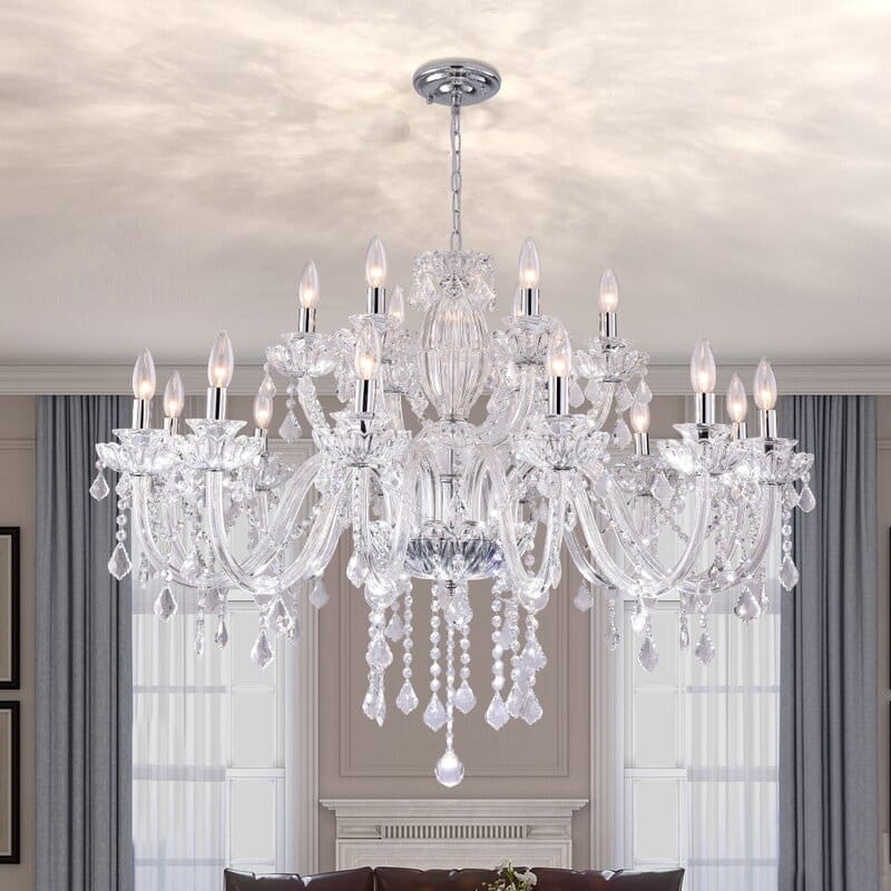 Maxax 18 - Light Candle Style Classic / Traditional Chandelier with Crystal Accents - MX17020-18-P