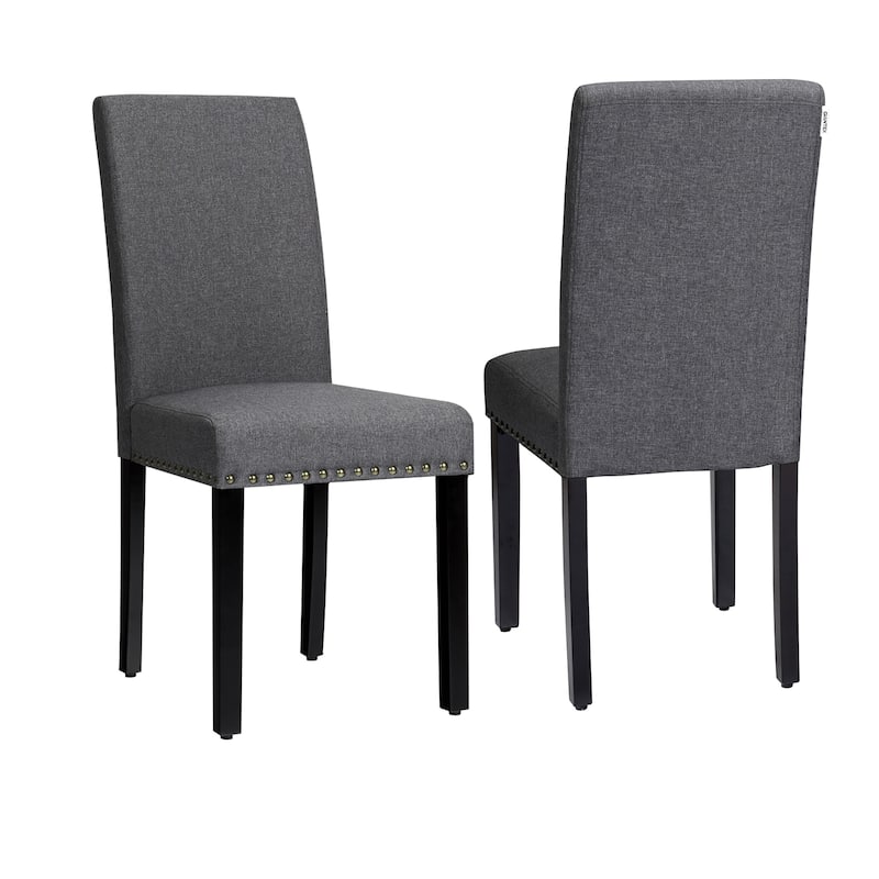 Costway Set of 4 Fabric Dining Chairs w/Nailhead Trim - See Description