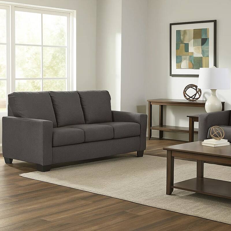 Anise Sofa Sleeper with Full Size Pull Out Bed, Pewter Gray Polyester