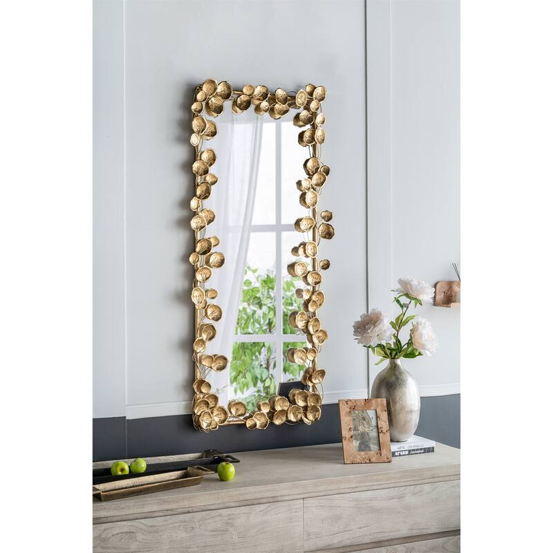 Full Length Mirror with Golden Leaf Accents