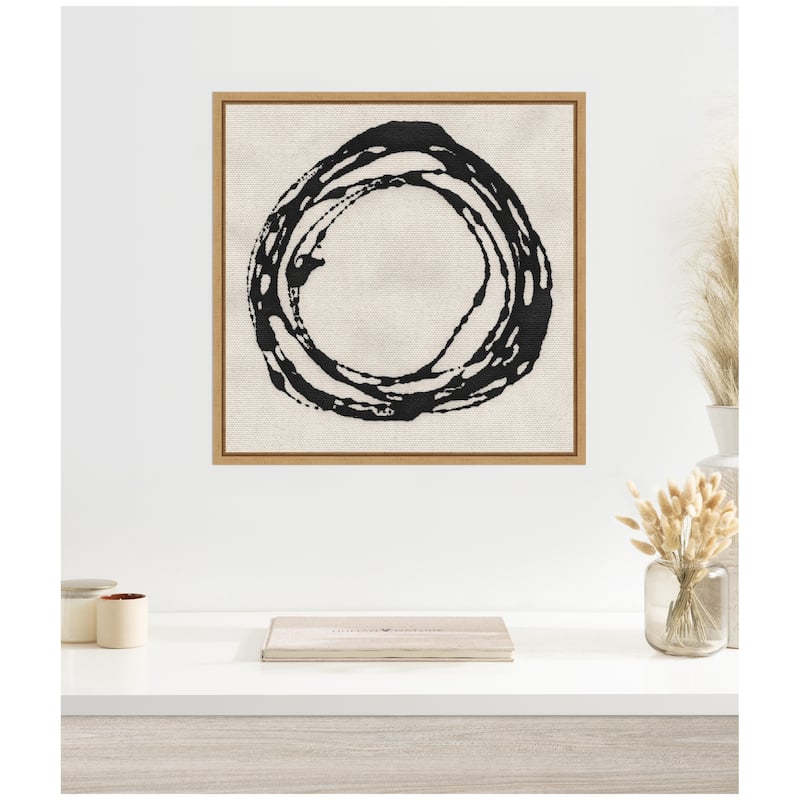 Kate and Laurel Sylvie Flowing Circle Abstract 2 Framed Canvas by The Creative Bunch Studio
