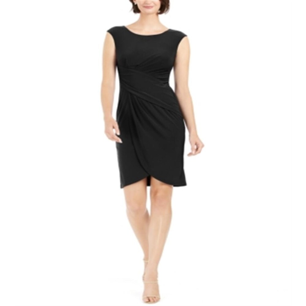 Jessica Howard Women's Cap Sleeve Draped Sheath Dress Black Size 10 - Bed  Bath & Beyond - 40574123