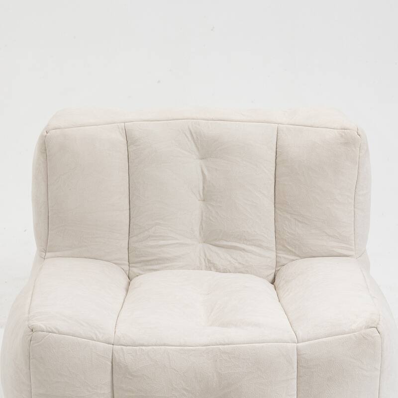Velvet Memory Foam Bean Bag Super Soft Lounge Chair with Ottoman
