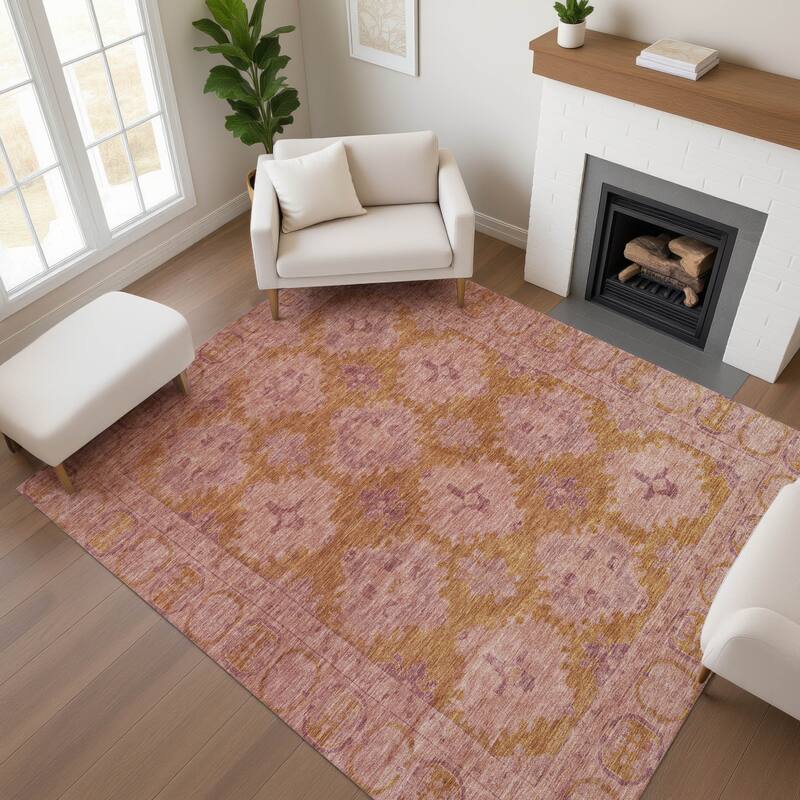 Premium Washable Super Soft Vintage Traditional Mayfield Rug - Blush - 9' x 12'