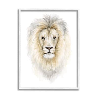 Stupell Lion Mane Watercolor Portrait Kids' Nursery Safari Animal Framed Wall Art - Yellow
