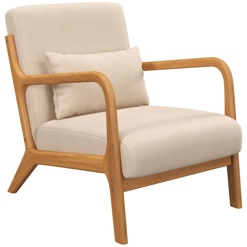 Fabric Accent Chair Armchair with Wood Legs for Bedroom