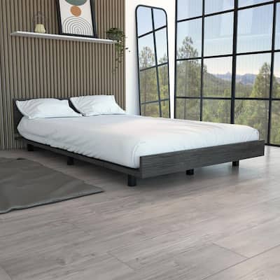 Twin Size Particle Board Platform Bed Frame with Headboard (441lb Capacity)