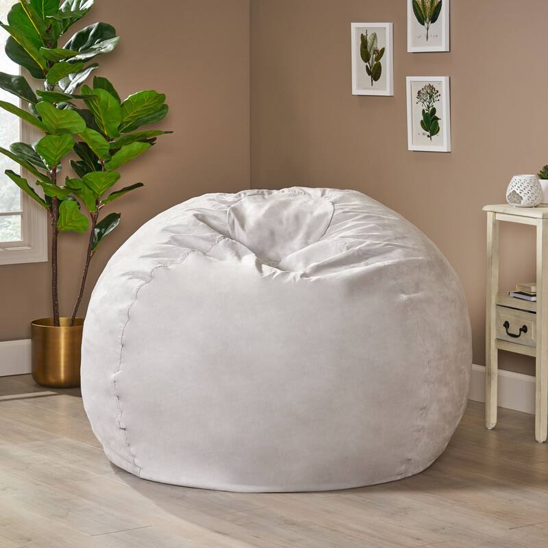 Madison Faux Suede 5-foot Beanbag Chair by Christopher Knight Home - Light Gray