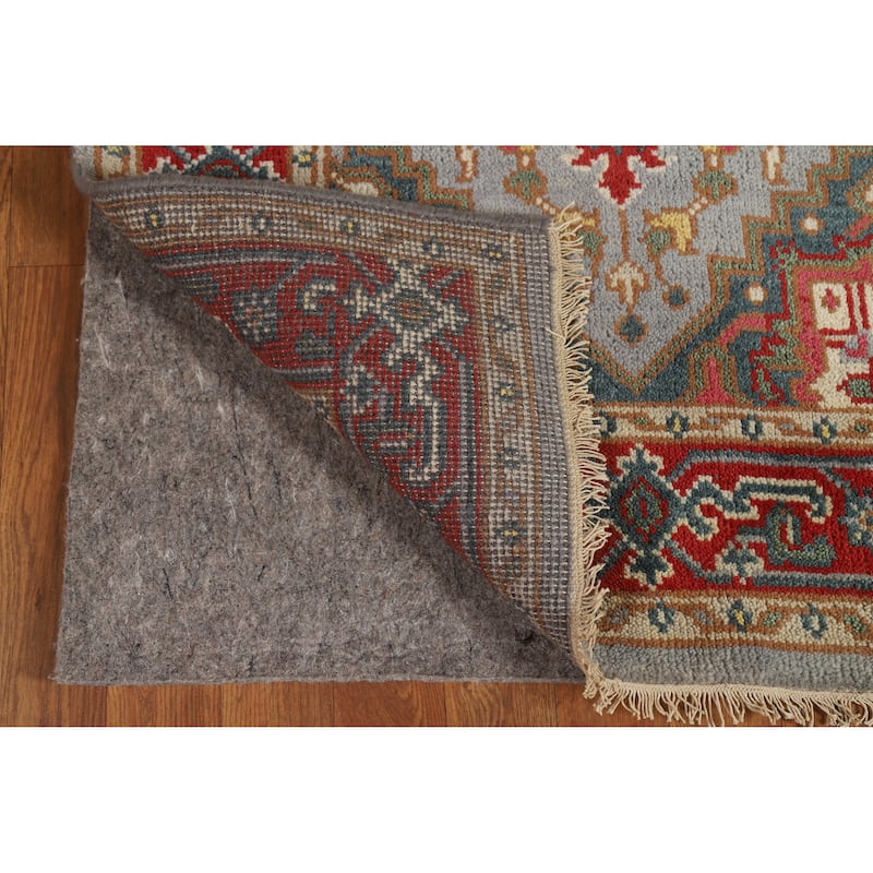 Hand Knotted Oriental 100% Wool Carpet Traditional Medallion Greys & Charcoal Heriz (serapi) Area Rug - 4' 10'' X 3' 0''