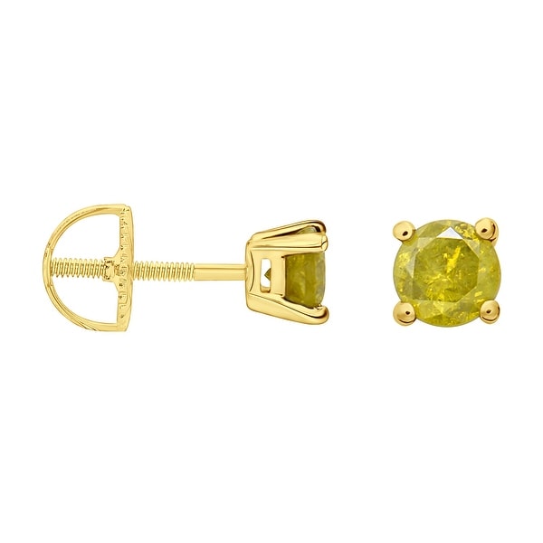 Prism Jewel 1/5 Ctw Round Yellow Color Diamond Solitaire Stud Earrings. Opens flyout.